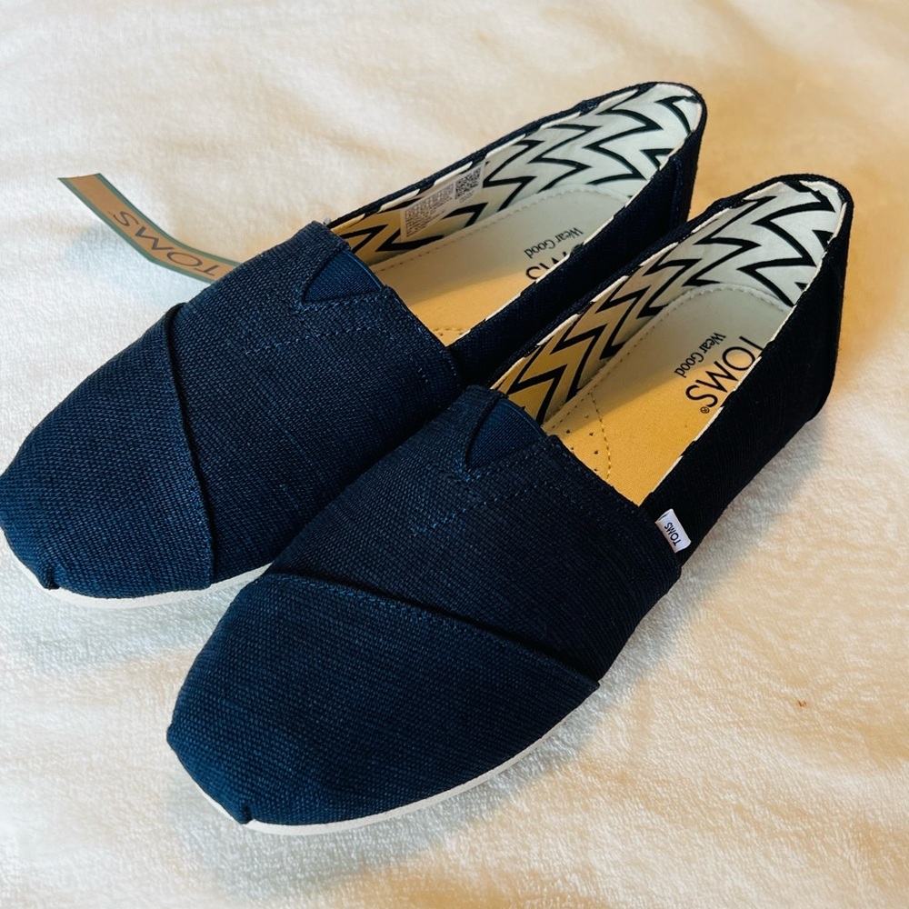 NEW Toms Classic Alpargata Navy Canvas Slip-On Shoes